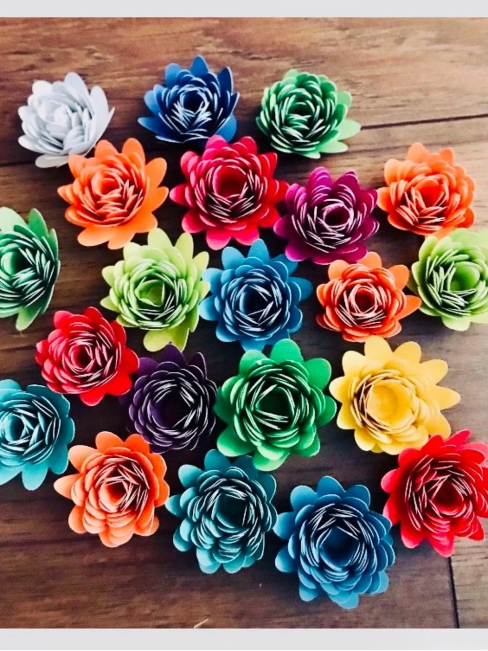 Multicolor Paper Floral Accents - Handmade from Cardstock - Part Decor - 10 ct.
